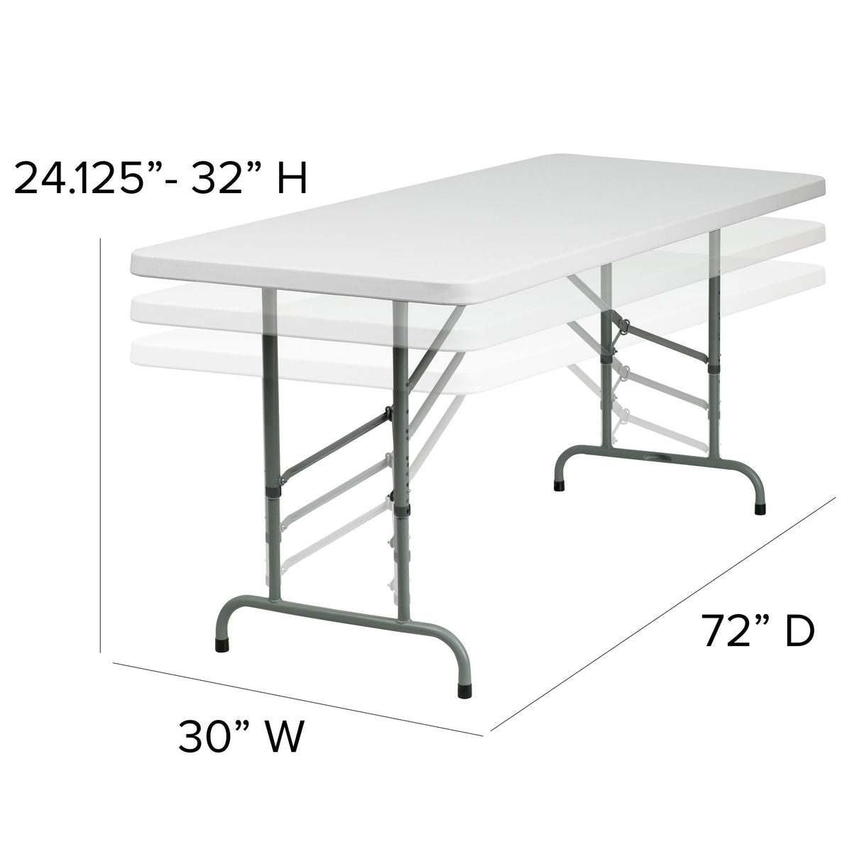 Flash Furniture RB-3072ADJ-GG 6-Foot Height Adjustable Granite White Plastic Folding Event Table - View 4