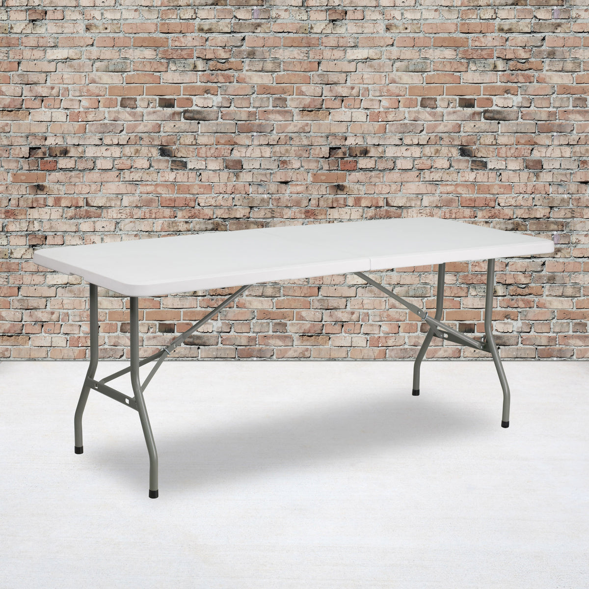 Flash Furniture RB-3072FH-GG 6-Foot Bi-Fold Granite White Plastic Folding Table with Carrying Handle - View 2