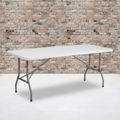 Flash Furniture RB-3072FH-GG 6-Foot Bi-Fold Granite White Plastic Folding Table with Carrying Handle - View 2