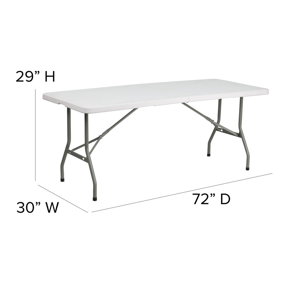 Flash Furniture RB-3072FH-GG 6-Foot Bi-Fold Granite White Plastic Folding Table with Carrying Handle - View 3