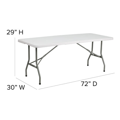 Flash Furniture RB-3072FH-GG 6-Foot Bi-Fold Granite White Plastic Folding Table with Carrying Handle - View 3