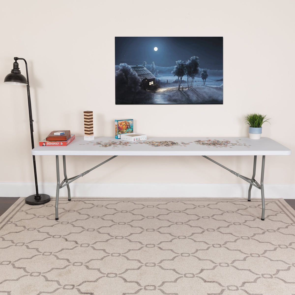 Flash Furniture RB-3096-GG 8-Foot Granite White Plastic Folding Table - Banquet / Event Folding Table - View 2