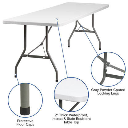 Flash Furniture RB-3096-GG 8-Foot Granite White Plastic Folding Table - Banquet / Event Folding Table - View 3