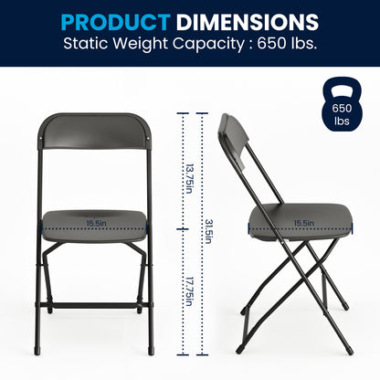 Flash Furniture RB-3096F-10-LEL3-BK-GG 8' Bi-Fold White Plastic Event/Training Folding Table Set w/ 10 Folding Chairs - View 5