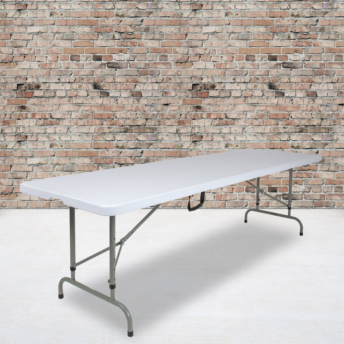 Flash Furniture RB-3096FH-ADJ-GG 8-Foot Height Adjustable Bi-Fold Granite White Plastic Folding Table with Handle - View 2