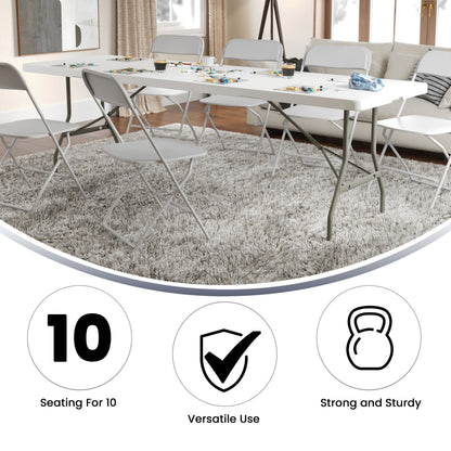 Flash Furniture RB-3096FH-GG 8-Foot Bi-Fold Granite White Plastic Banquet and Event Folding Table with Handle - View 2
