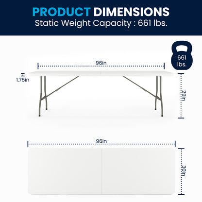 Flash Furniture RB-3096FH-GG 8-Foot Bi-Fold Granite White Plastic Banquet and Event Folding Table with Handle - View 4