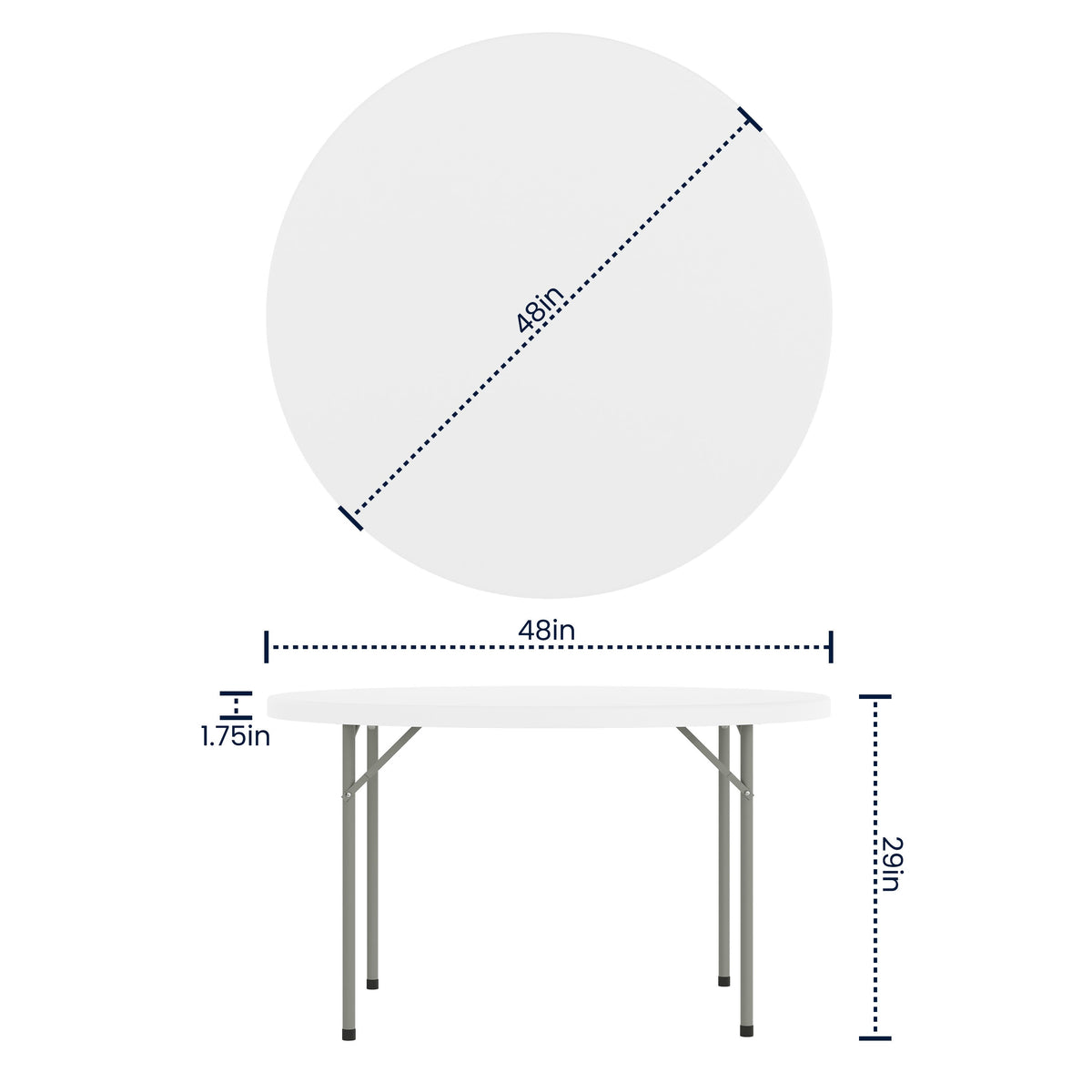 Flash Furniture RB-48R-GG 4-Foot Round Granite White Plastic Folding Table - Banquet / Event Folding Table - View 3