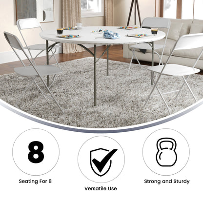 Flash Furniture RB-60R-GG 5-Foot Round Granite White Plastic Folding Table - Banquet / Event Folding Table - View 2