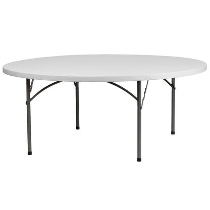 Flash Furniture RB-72R-GG 6-Foot Round Granite White Plastic Folding Table - Banquet / Event Folding Table - Main view