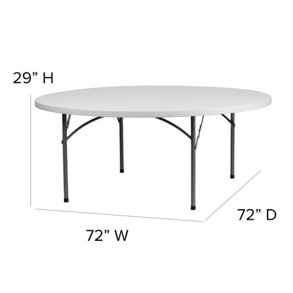 Flash Furniture RB-72R-GG 6-Foot Round Granite White Plastic Folding Table - Banquet / Event Folding Table - View 2