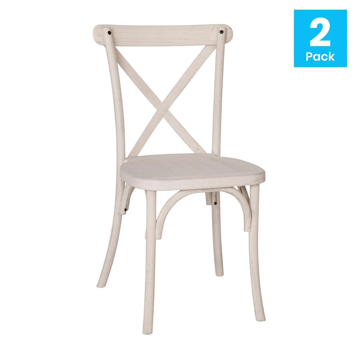 Flash Furniture RESXB-WHITE-2 2-pack White Resin X-Back Chair - View 2