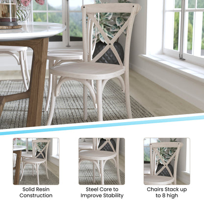 Flash Furniture RESXB-WHITE-2 2-pack White Resin X-Back Chair - View 4