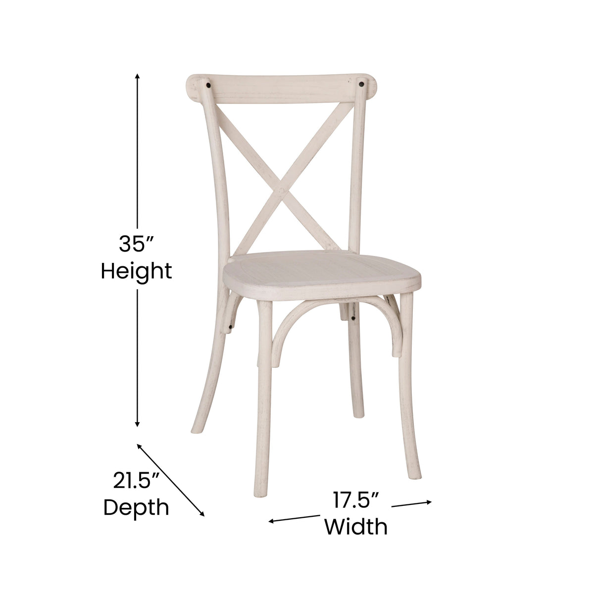 Flash Furniture RESXB-WHITE-2 2-pack White Resin X-Back Chair - View 6