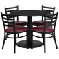 Flash Furniture RSRB1005-GG 36" RD Black Laminate Table w/ Round Base & 4 Metal Chairs-Burgundy Vinyl Seat (Black Top/Burgundy Vinyl Seat) - Main view