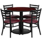 Flash Furniture RSRB1006-GG 36" RD Mahogany Laminate Table with Round Base & 4 Metal Chairs-Burg Vinyl Seat (Mahogany Top/Burgundy Vinyl Seat) - Main view
