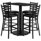 Flash Furniture RSRB1017-GG 24" x 42" Rectangular Black Laminate Table with 4 Ladder Back Metal Barstools (Black Top/Black Vinyl Seat) - Main view