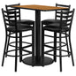 Flash Furniture RSRB1019-GG 24" x 42" Rectangular Natural Laminate Table w/ 4 Ladder Back Metal Barstools (Natural Top/Black Vinyl Seat) - Main view