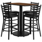 Flash Furniture RSRB1020-GG 24" x 42" Rectangular Walnut Laminate Table with 4 Ladder Back Metal Barstools (Walnut Top/Black Vinyl Seat) - Main view