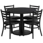 Flash Furniture RSRB1029-GG 36" Round Black Laminate Table with Round Base & 4 Ladder Back Metal Chairs (Black Top/Black Vinyl Seat) - Main view