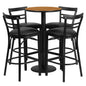 Flash Furniture RSRB1035-GG 24" Round Natural Laminate Table with Round Base & 4 Ladder Back Metal Barstools (Natural Top/Black Vinyl Seat) - Main view