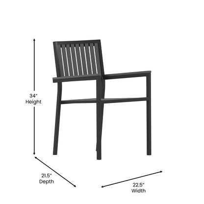 Flash Furniture SB-A268C4-T-BK-GG All-Weather Resin Top Square Table & 4 Metal Chairs with Poly Resin Seats-Black - View 5