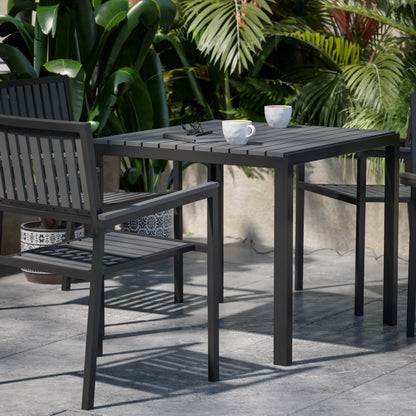 Flash Furniture SB-A268C4-T-BK-GG All-Weather Resin Top Square Table & 4 Metal Chairs with Poly Resin Seats-Black - View 6