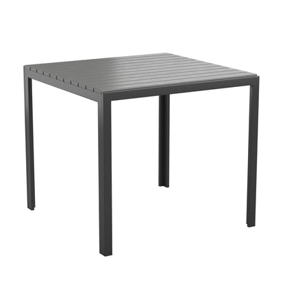 Flash Furniture SB-A268T-BK-GG Indoor/Outdoor Commercial Steel Patio Table with Poly Resin Slatted Top - Black - Main view