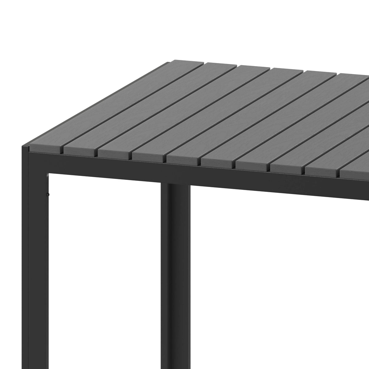 Flash Furniture SB-A268T-BK-GG Indoor/Outdoor Commercial Steel Patio Table with Poly Resin Slatted Top - Black - View 7