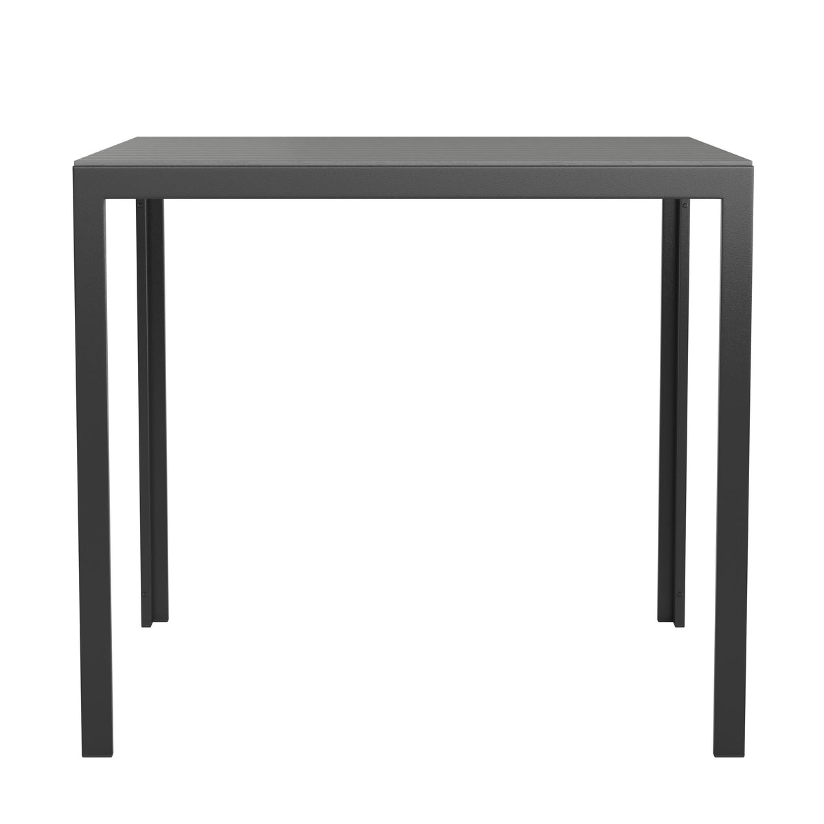 Flash Furniture SB-A268T-BK-GG Indoor/Outdoor Commercial Steel Patio Table with Poly Resin Slatted Top - Black - View 8