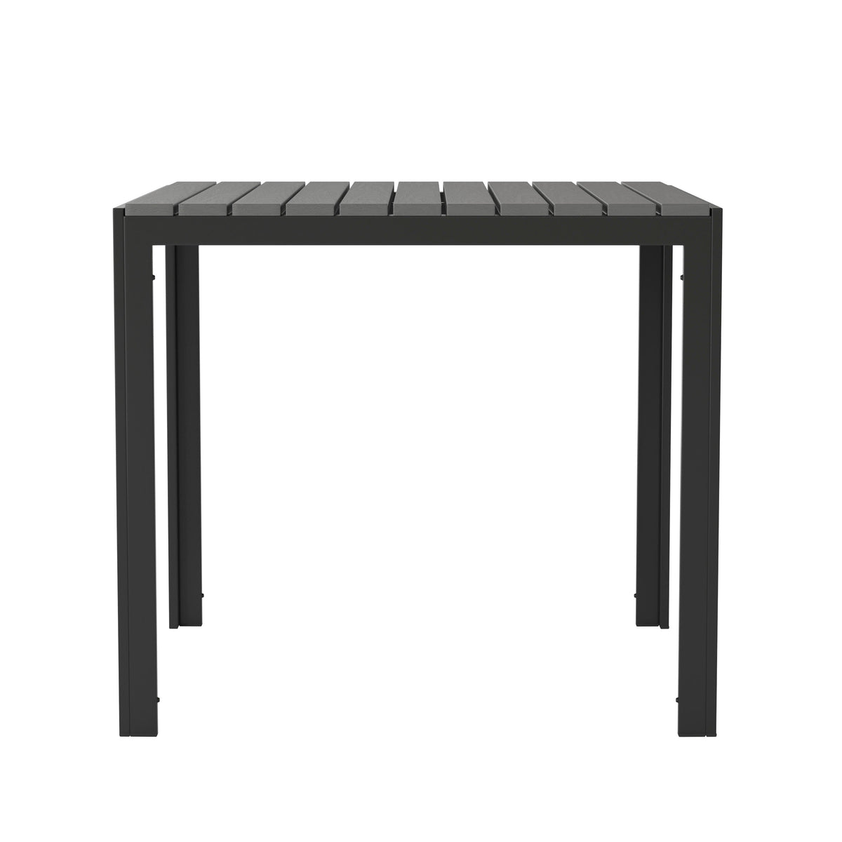 Flash Furniture SB-A268T-BK-GG Indoor/Outdoor Commercial Steel Patio Table with Poly Resin Slatted Top - Black - View 9