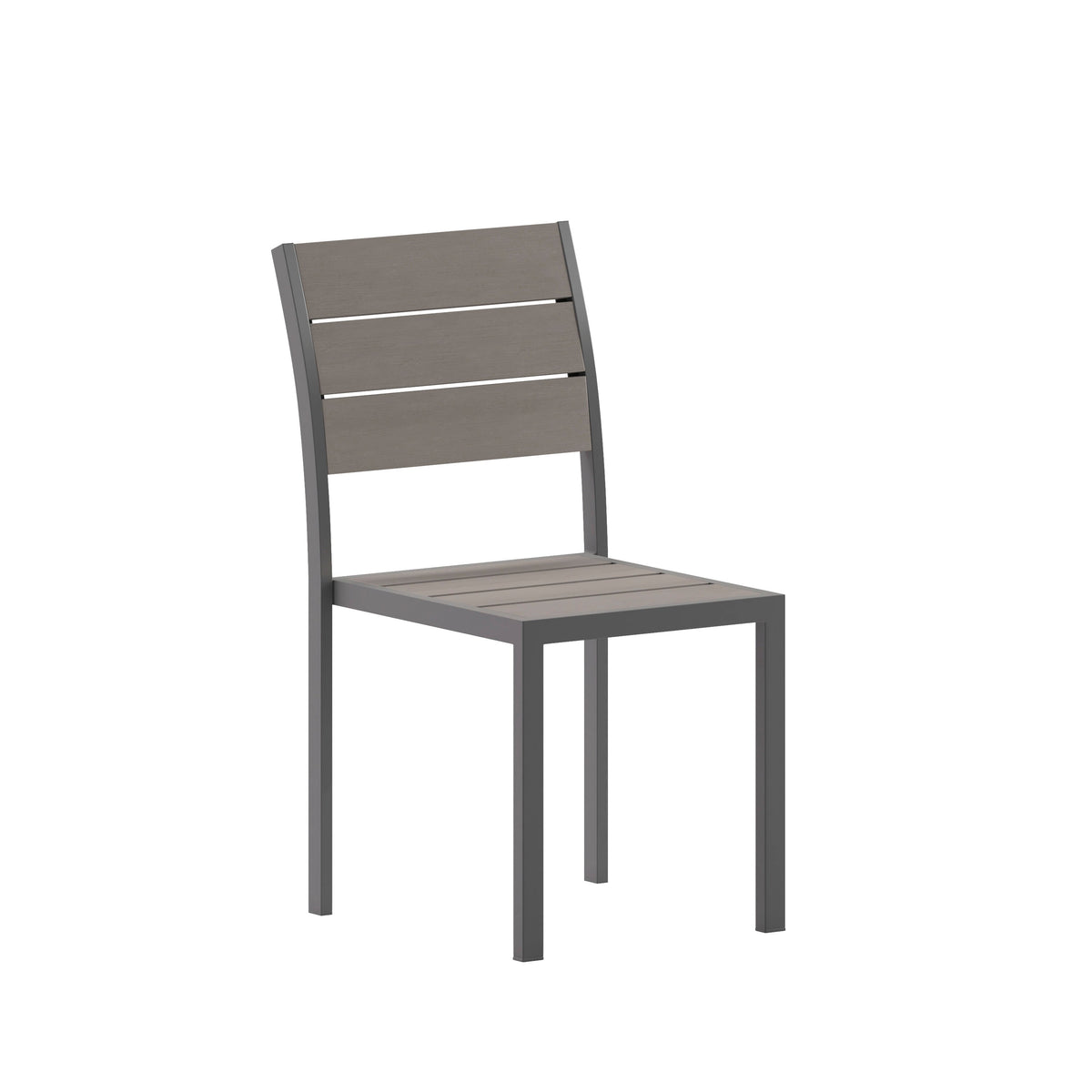 Flash Furniture SB-CA108-GRY-GG Commercial Grade Outdoor Faux Teak Armless Patio Dining Chair - Gray/Gray - Main view