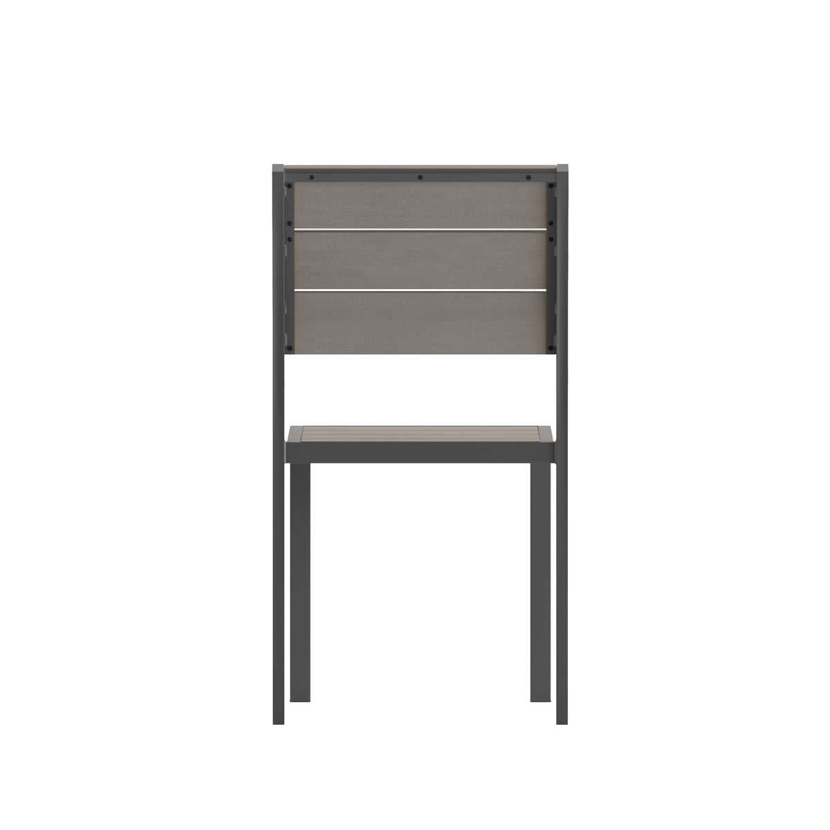 Flash Furniture SB-CA108-GRY-GG Commercial Grade Outdoor Faux Teak Armless Patio Dining Chair - Gray/Gray - View 7