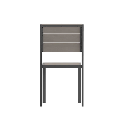 Flash Furniture SB-CA108-GRY-GG Commercial Grade Outdoor Faux Teak Armless Patio Dining Chair - Gray/Gray - View 7