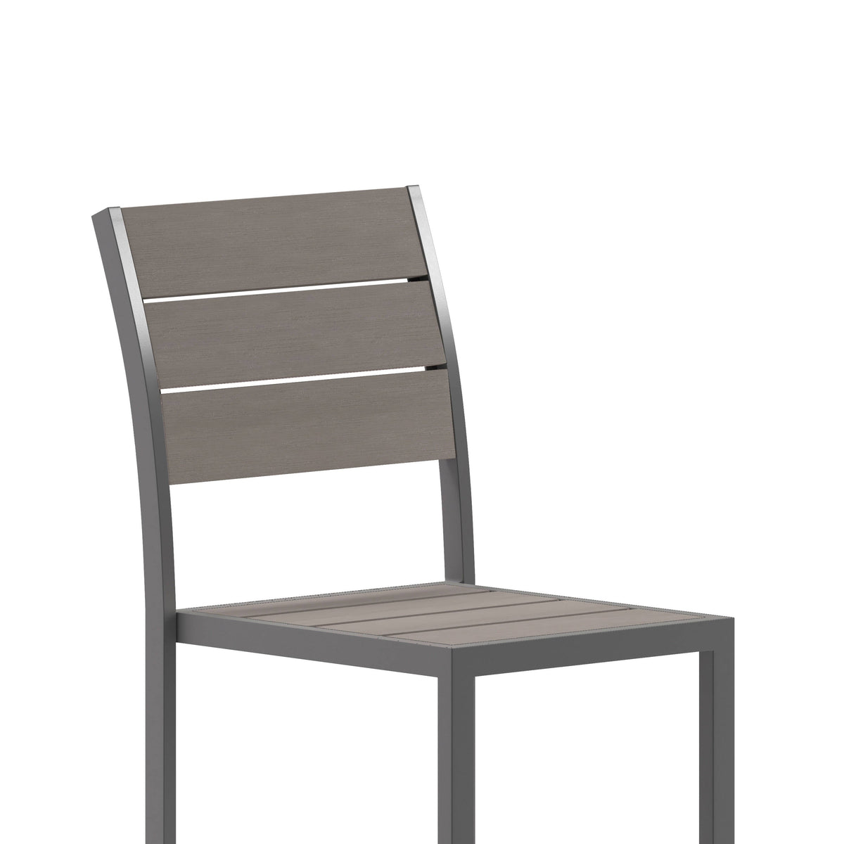 Flash Furniture SB-CA108-GRY-GG Commercial Grade Outdoor Faux Teak Armless Patio Dining Chair - Gray/Gray - View 8