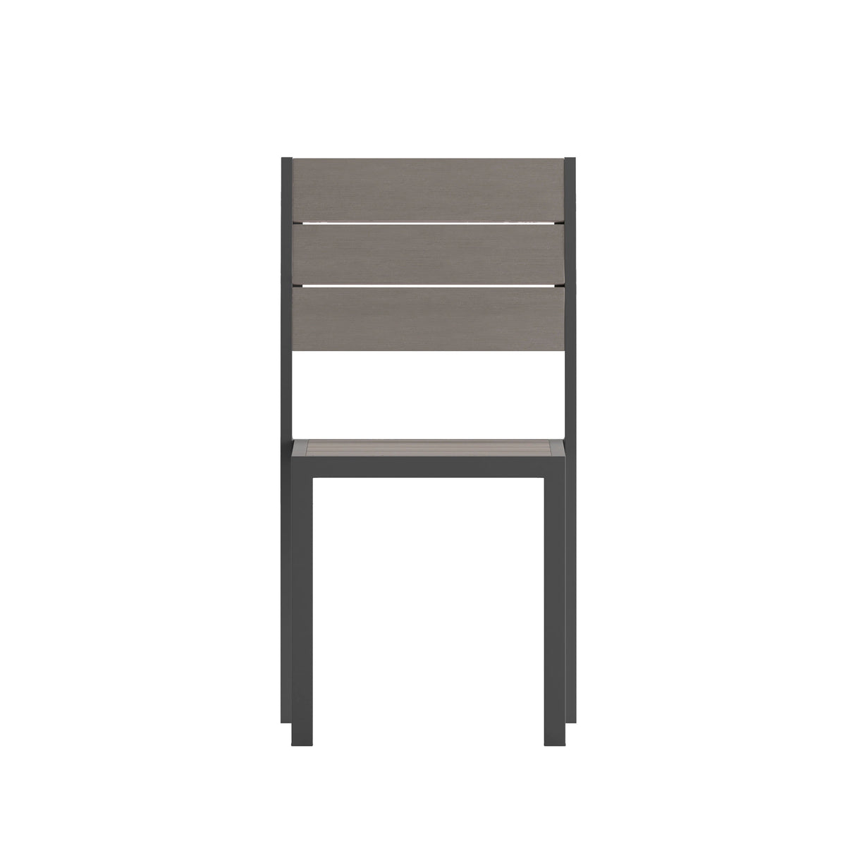 Flash Furniture SB-CA108-GRY-GG Commercial Grade Outdoor Faux Teak Armless Patio Dining Chair - Gray/Gray - View 10