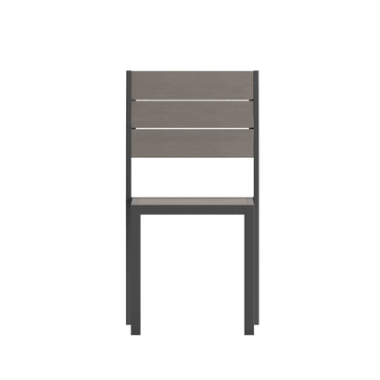 Flash Furniture SB-CA108-GRY-GG Commercial Grade Outdoor Faux Teak Armless Patio Dining Chair - Gray/Gray - View 10