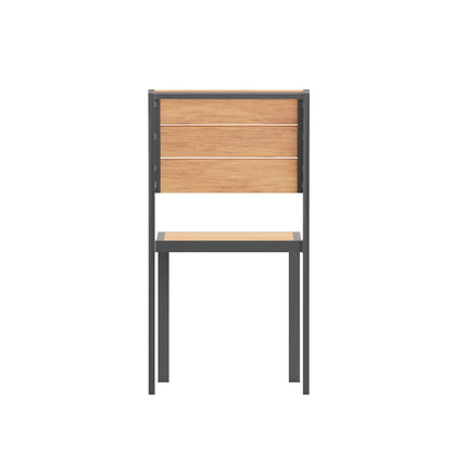 Flash Furniture SB-CA108-NAT-GG Commercial Grade Outdoor Faux Teak Armless Patio Dining Chair - Natural/Gray - View 7