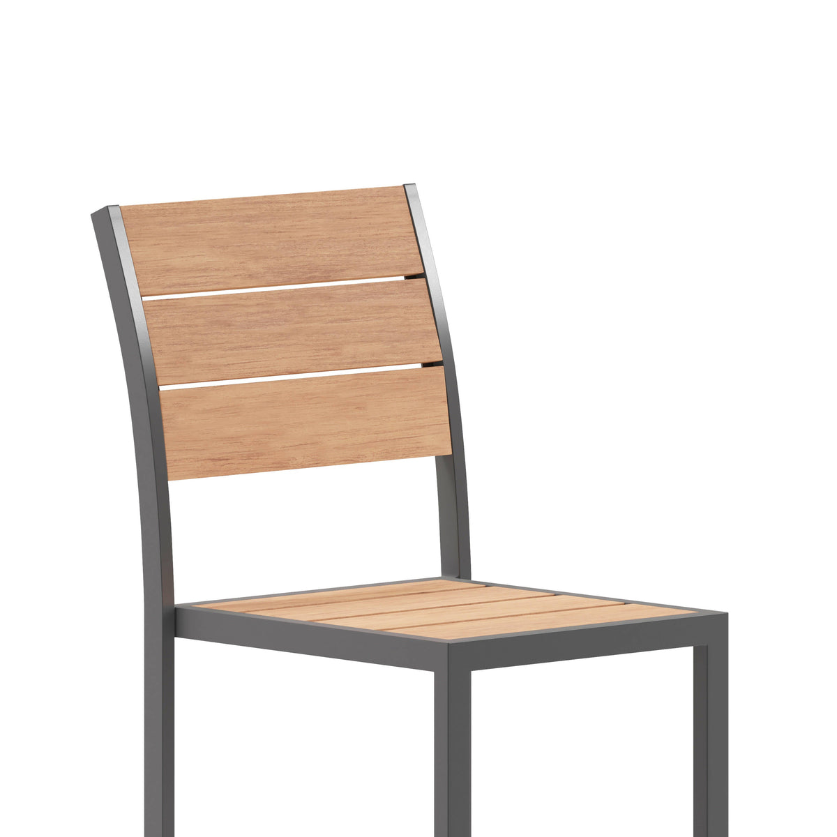 Flash Furniture SB-CA108-NAT-GG Commercial Grade Outdoor Faux Teak Armless Patio Dining Chair - Natural/Gray - View 8
