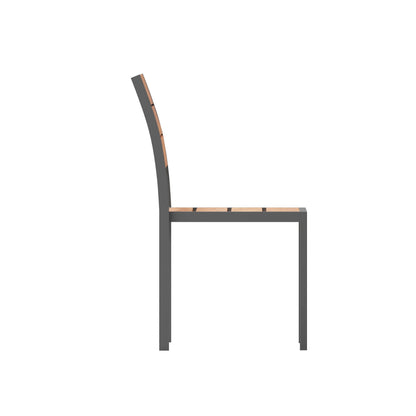Flash Furniture SB-CA108-NAT-GG Commercial Grade Outdoor Faux Teak Armless Patio Dining Chair - Natural/Gray - View 9