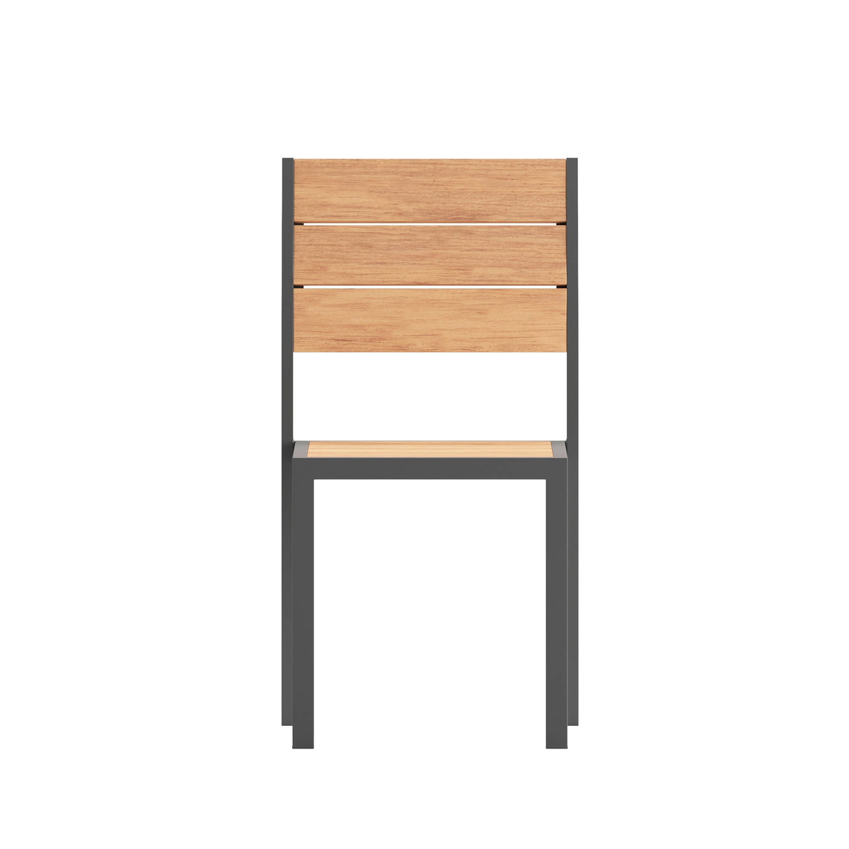 Flash Furniture SB-CA108-NAT-GG Commercial Grade Outdoor Faux Teak Armless Patio Dining Chair - Natural/Gray - View 10