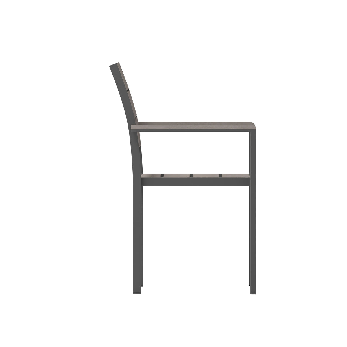 Flash Furniture SB-CA108-WA-GRY-GG Commercial Grade Outdoor Faux Teak Patio Dining Chair with Arms - Gray/Gray - View 9
