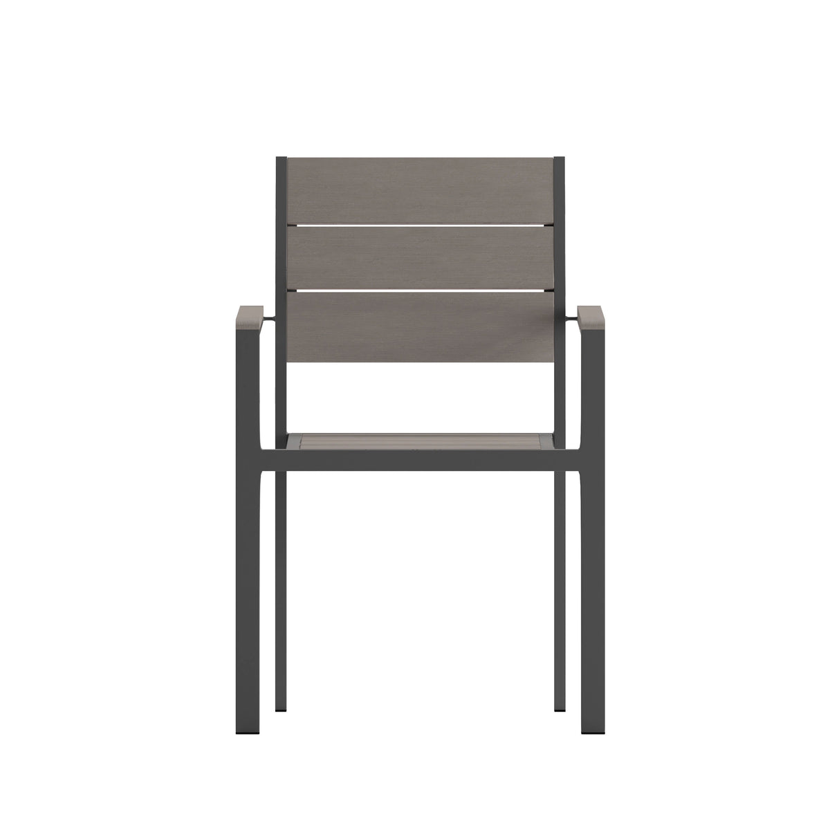 Flash Furniture SB-CA108-WA-GRY-GG Commercial Grade Outdoor Faux Teak Patio Dining Chair with Arms - Gray/Gray - View 10