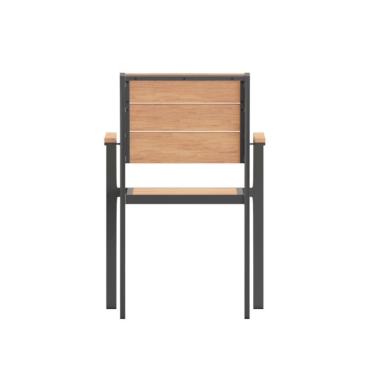Flash Furniture SB-CA108-WA-NAT-GG Commercial Grade Outdoor Faux Teak Patio Dining Chair with Arms - Natural/Gray - View 7