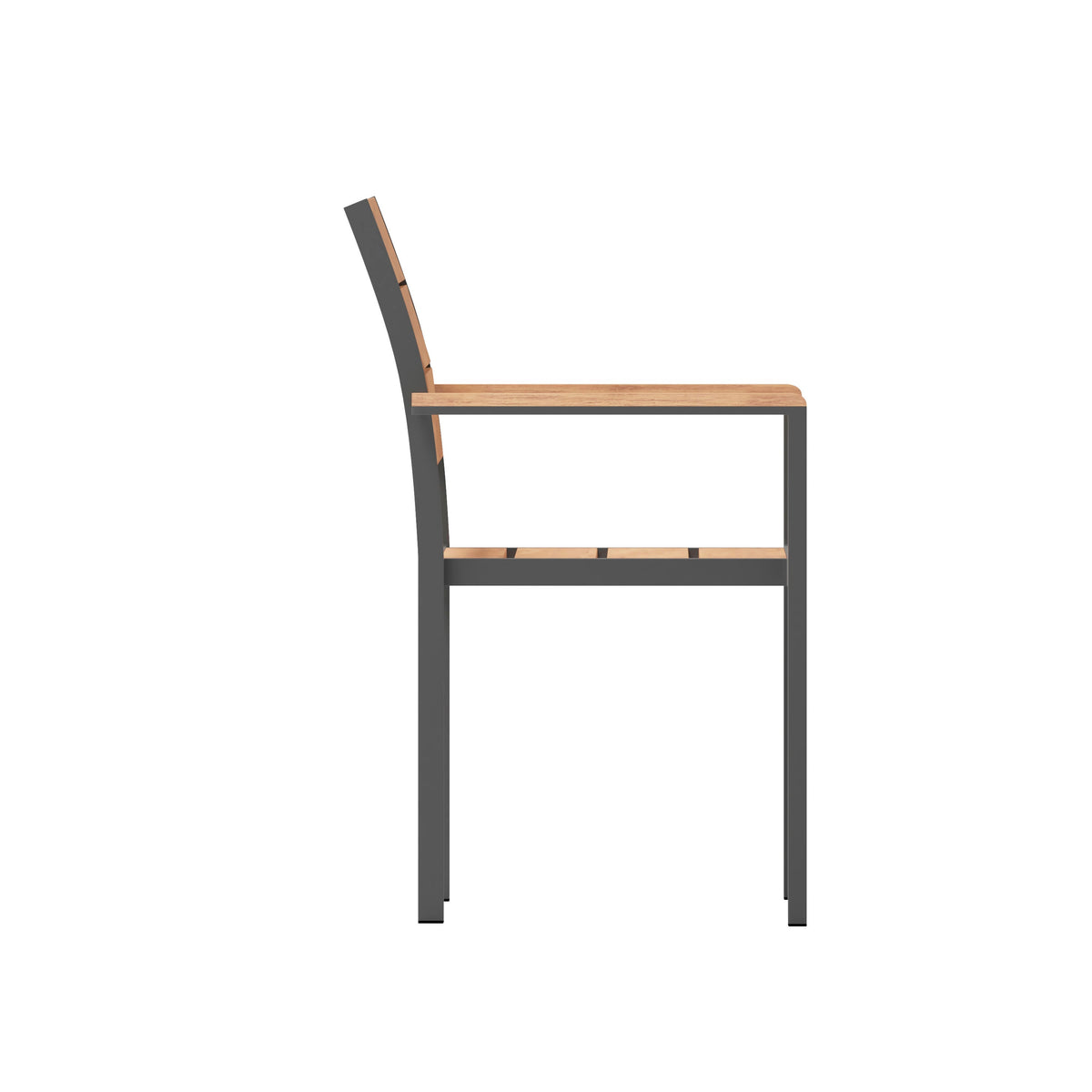 Flash Furniture SB-CA108-WA-NAT-GG Commercial Grade Outdoor Faux Teak Patio Dining Chair with Arms - Natural/Gray - View 9