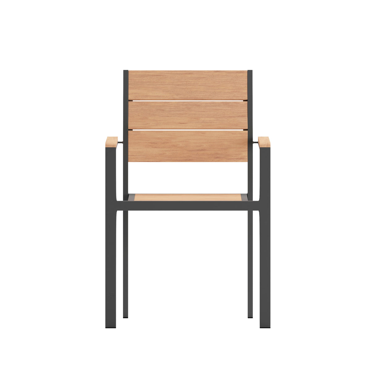 Flash Furniture SB-CA108-WA-NAT-GG Commercial Grade Outdoor Faux Teak Patio Dining Chair with Arms - Natural/Gray - View 10