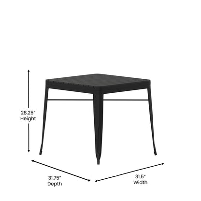 Flash Furniture SB-T11C4-T-BK-GG All-Weather Resin Top Square Table & 4 Metal Chairs with Poly Resin Seats-Black - View 4