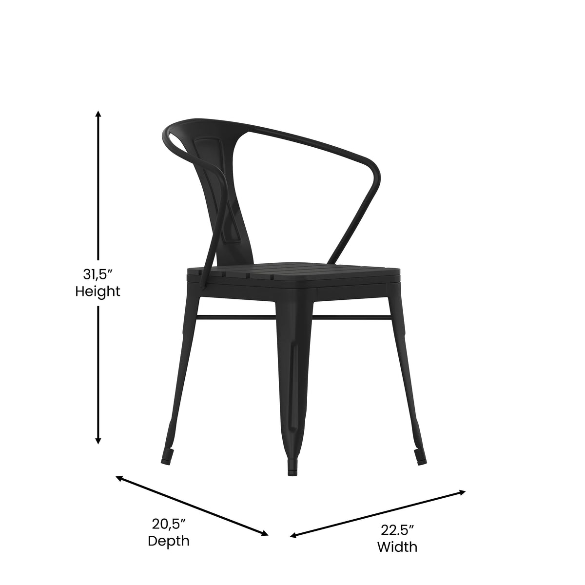 Flash Furniture SB-T11C4-T-BK-GG All-Weather Resin Top Square Table & 4 Metal Chairs with Poly Resin Seats-Black - View 5