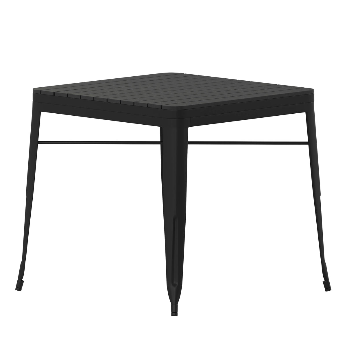 Flash Furniture SB-T11T-BK-GG Indoor/Outdoor Commercial Steel Patio Table with Poly Resin Slatted Top - Black - Main view