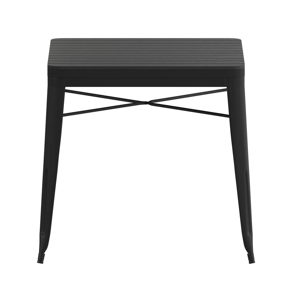 Flash Furniture SB-T11T-BK-GG Indoor/Outdoor Commercial Steel Patio Table with Poly Resin Slatted Top - Black - View 7